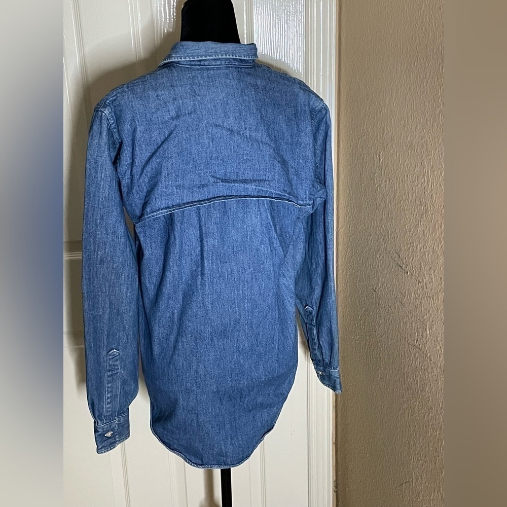 Vintage Polo Ralph Lauren  Denim Shirt/rain Flap Med​​​​​​​​​​​​​ - Picture 4 of 13
